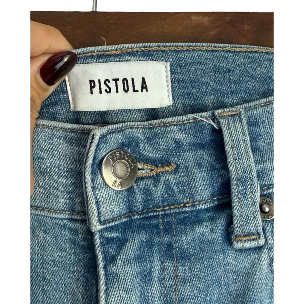 Pistola Women Light Wash High Rise Frayed Hem Straight Leg Jeans Size 26 - Picture 2 of 6